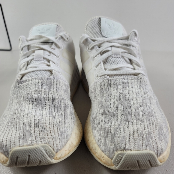 Adidas NMD R2 Flyknit Trainers Triple White Gray BY8691 Women Sneakers Shoes - Picture 5 of 12